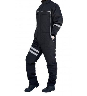 Motorcu Kışlık Siyah Su ve Rüzgar Geçirmez Reflektörlü Elyaflı Tulum