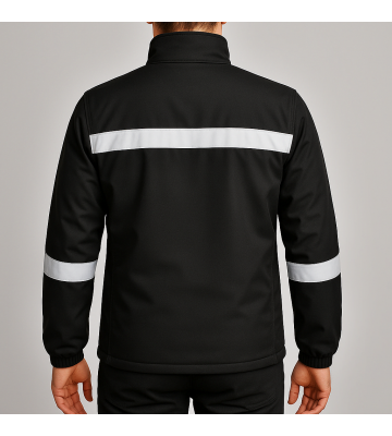 Motorcu Kışlık Siyah Su ve Rüzgar Geçirmez Reflektörlü Elyaflı Mont