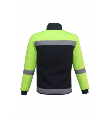 Motorcu Kışlık Lacivert Sarı Su ve Rüzgar Geçirmez Reflektörlü Elyaflı Mont