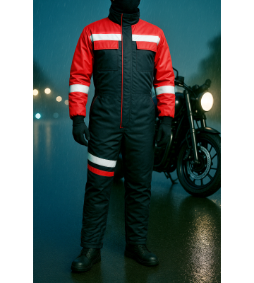 Motorcu Kışlık Su ve Rüzgar Geçirmez Reflektörlü Elyaflı Tulum