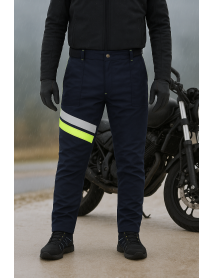 Su Rüzgar Geçirmez Reflektörlü Elyaf Takviyeli Lacivert Sarı Soğuk Hava Motorcu Pantolonu Su Rüzgar Geçirmez Reflektörlü Elyaf Takviyeli Lacivert Sarı Soğuk Hava Motorcu Pantolonu