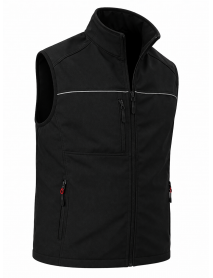 Softshell Outdoor Yelek Siyah | Softshell Fermuarlı Hafif Yelek