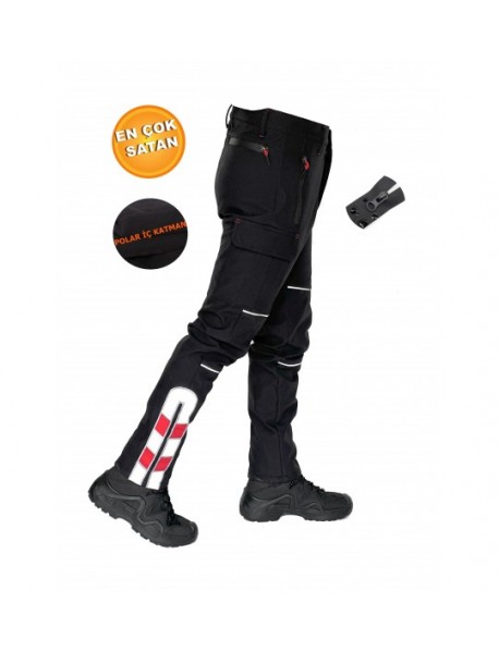 YSF WorkWear Su İtici Rüzgar Geçirmez İçi Polarlı Softshell Motorcu Pantolonu