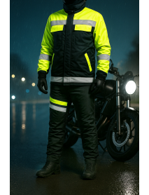 Motorcu Kışlık Lacivert Sarı Su ve Rüzgar Geçirmez Reflektörlü Elyaflı Mont Pantolon Takım Motorcu Kışlık Lacivert Sarı Su ve Rüzgar Geçirmez Reflektörlü Elyaflı Mont Pantolon Takım