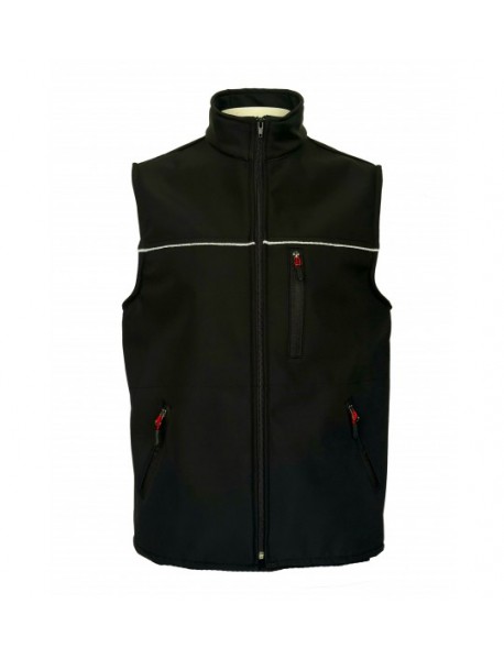 YSF WorkWear Kışlık Polarlı Siyah Softshell Outdoor Yelek